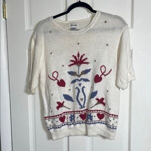 Vintage Devon floral cotton sweater